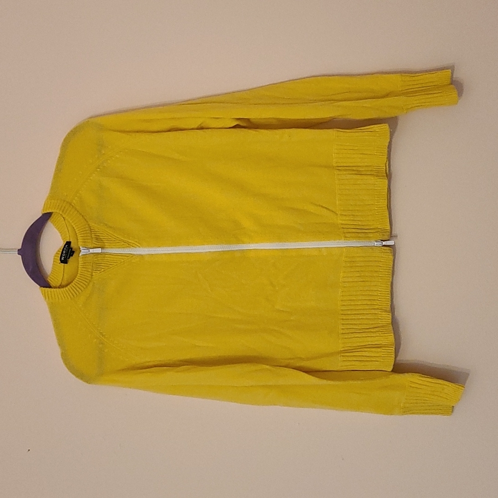 Yellow Cashmere Zip Up Cardigan
